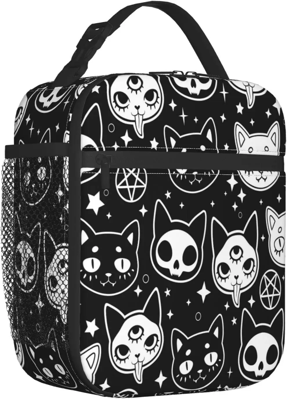 Goth Cat Insulated Lunch Bag Lunch Box per Office Travel pasto Tote Bag per donne e uomini borsa termica per il pranzo per il pasto di Halloween