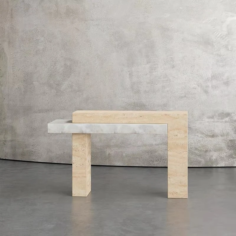 Viola White Limestone Console Table, Entrance Table Marble Stone