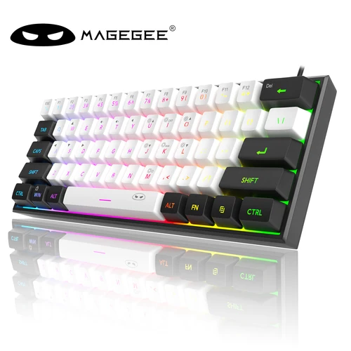 MageGee TS91 60% teclado compacto con cable 61 teclas teclado de membrana con retroiluminación RGB para Windows PC Oficina ordenador portátil