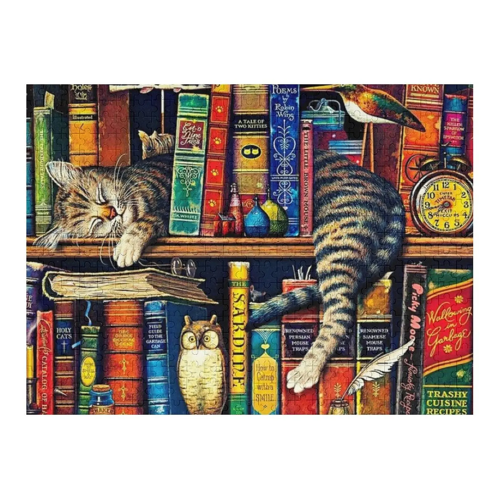

Cat Sleeping in Bookshelf Jigsaw Puzzle Wooden Adults Wood Adults Puzzle