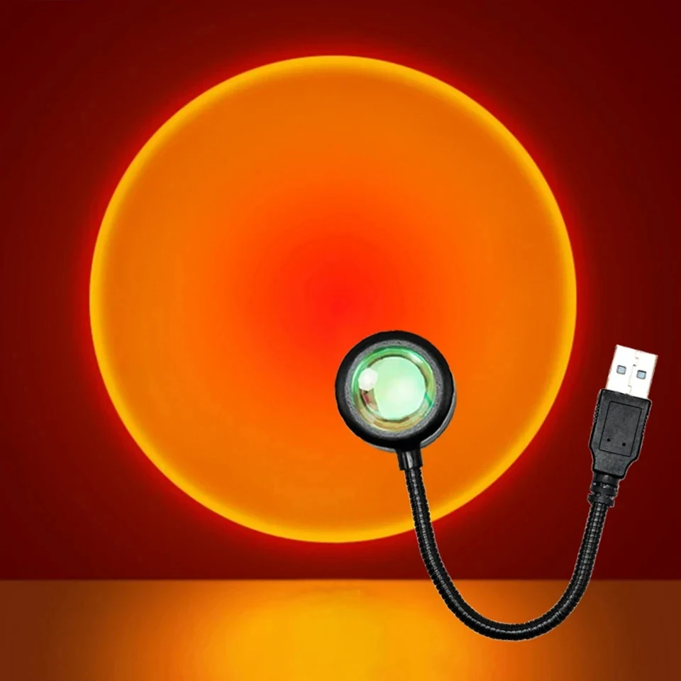 HOMEFISH USB LED Sunset Projector Lamp | Atmosphere Night Light for Home Bedroom Living Room | Birthday Party Photography Decor