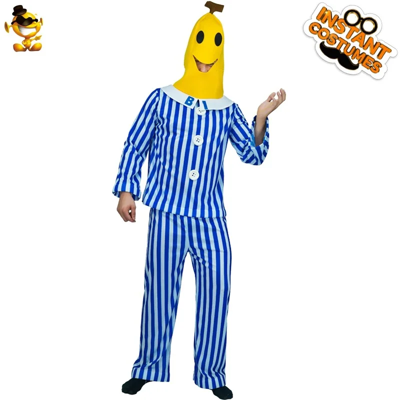 

Adult Male Carnival Festival Halloween Costume Banana Suit Stripe Performance Clothes Masquerade Ball Role-playing