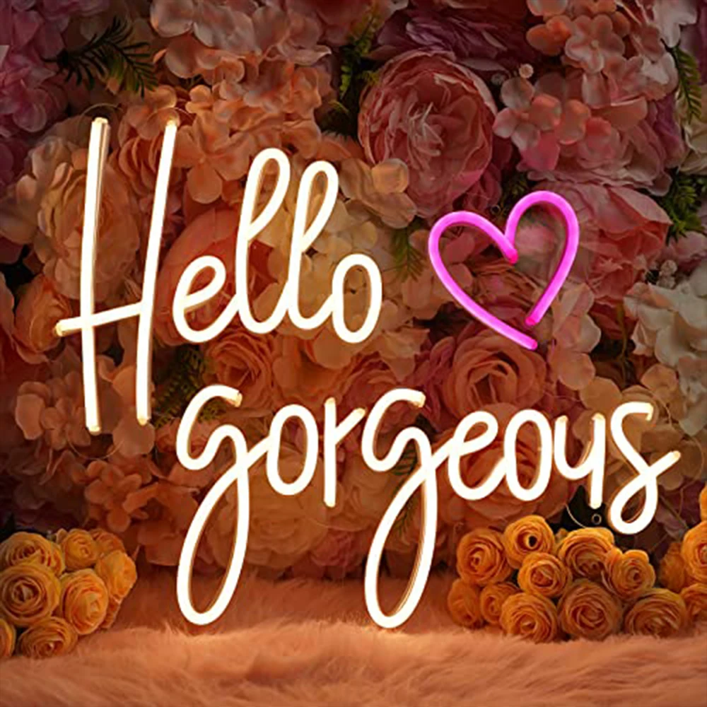 

Hello Gorgoeus Neon Sign Custom Neon USB Sign Light for Home Party Bedroom Gift Party Wedding Background Decoration