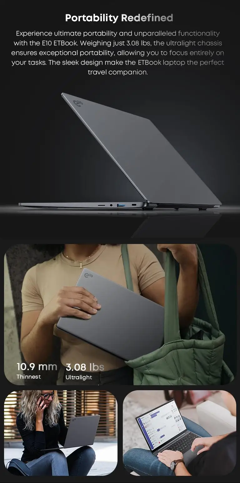Acer Gadget E10 Intel Core I5-12450H Etbook Laptop 16GB RAM 512Gb SSD 14' 2160X1440 Resolution Computer Wifi6 Office Study Laptops Windows 11