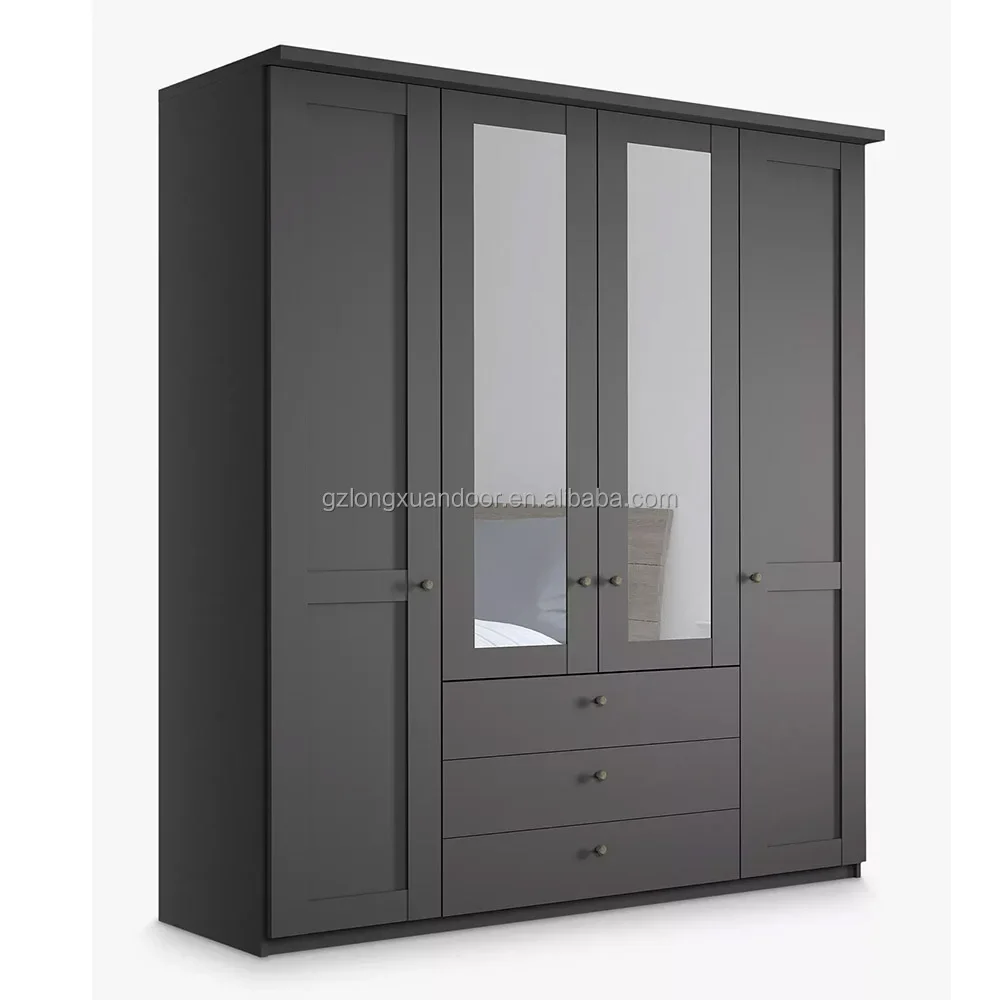 Wardrobe Wood With Mirror Cabinet