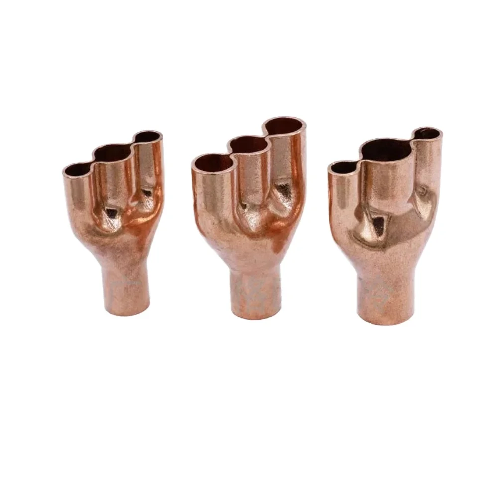 trouser Shape 4 Wasy Reducer 6.35-16mm Weld Socket Copper End Feed Solder Reducing Splitter Fitting Air-Conditioning