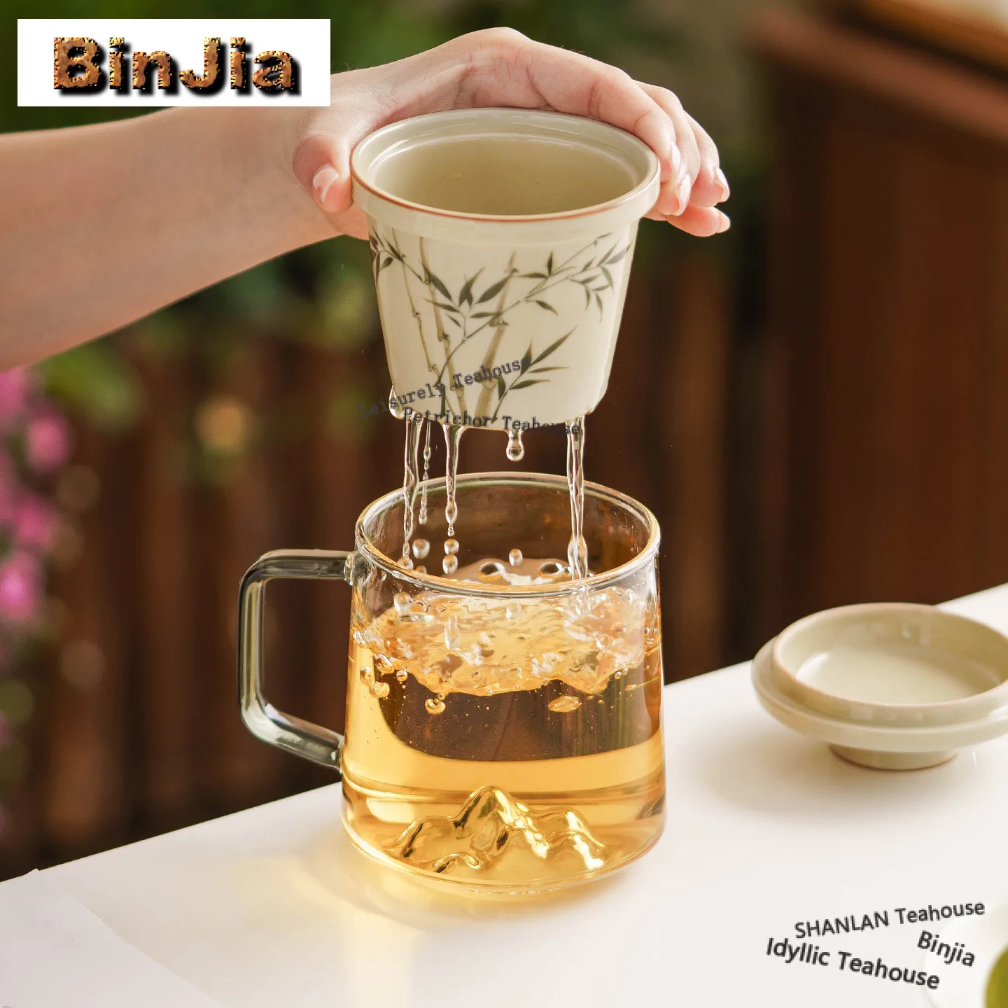 

Чайная кружка-инфузер 453 мл с ручной росписью, зеленый бамбук, креативная чайная чашка с фильтром для заваривания чая, офисная кружка для воды, товары для чаепития