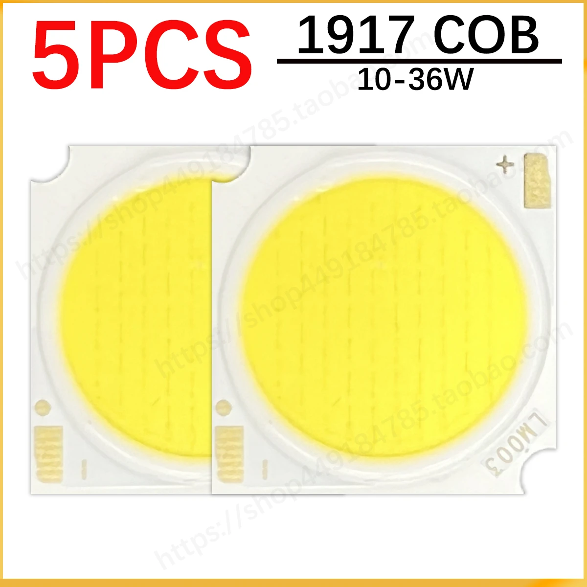 

COB LED Chip 10W 12W 15W 18W 24W 30W 36W Warm Natural White 3000K 4000K 6000K 1919 COB Diode Light Bead For Track Light Beads