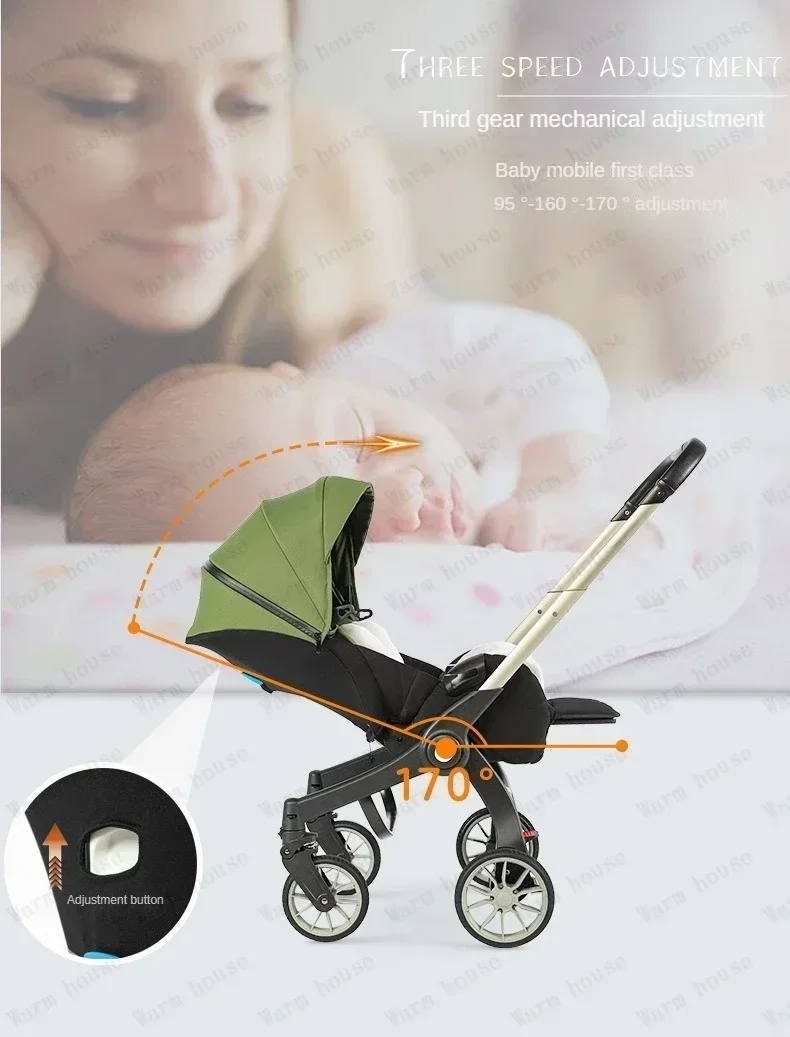 4-in-1 Multifunktionaler Kinderwagen Faltbar mit Autositz Tragbarer Babywagen EU-Lagerbestand 3-in-1 Kinderwagen – Detail 17