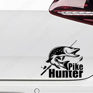 Pike Hunter Sticker Angling Decal Bucket Tackle Shop Fishhook Sticker Fish Tank Boat Box Car Vinyl