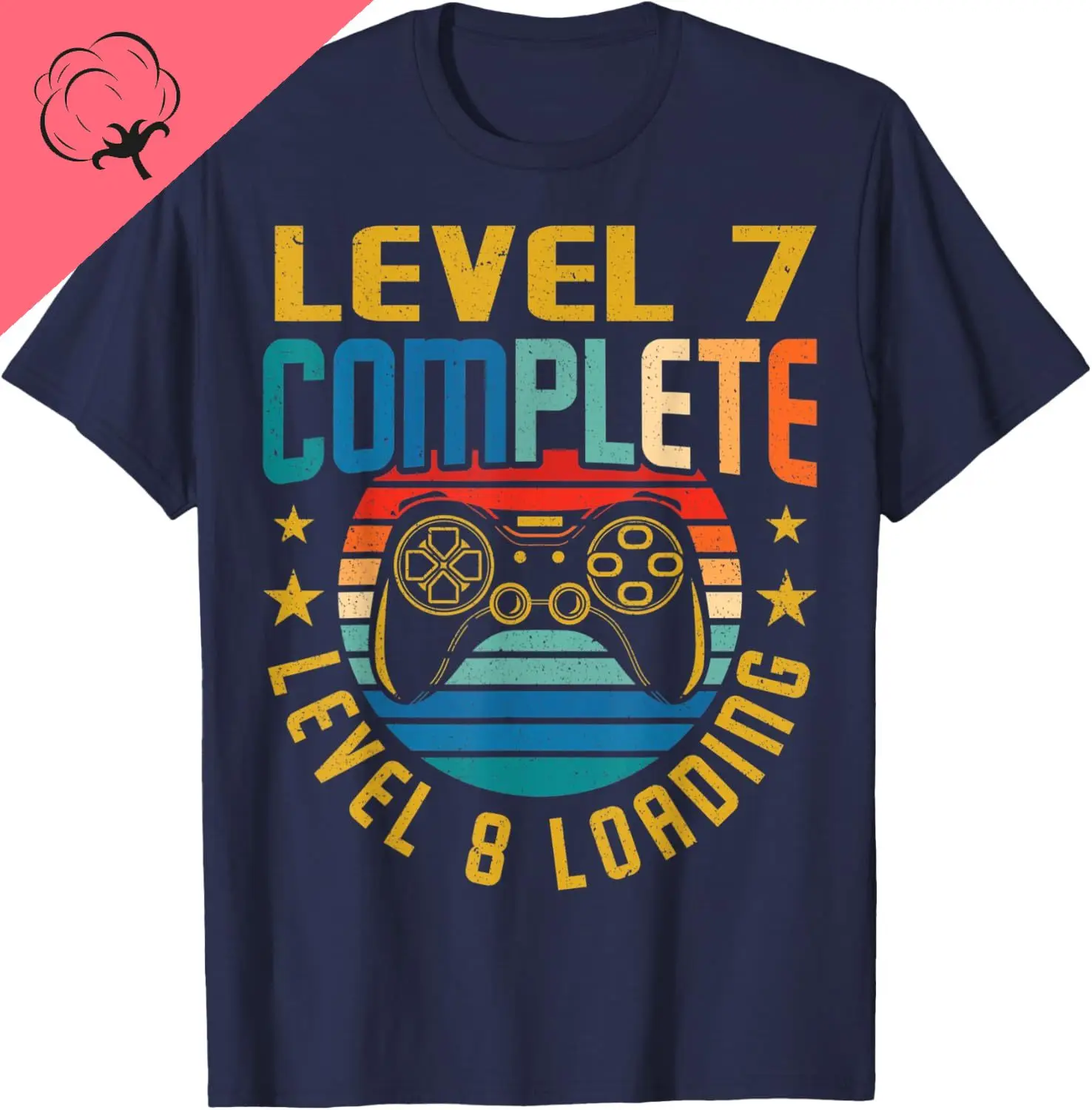 Level 7 Complete Level 8 Loading 7th Birthday Video Gamer T-Shirt Personalized Clothing Men and Women Short Sleeves Cotton Tee