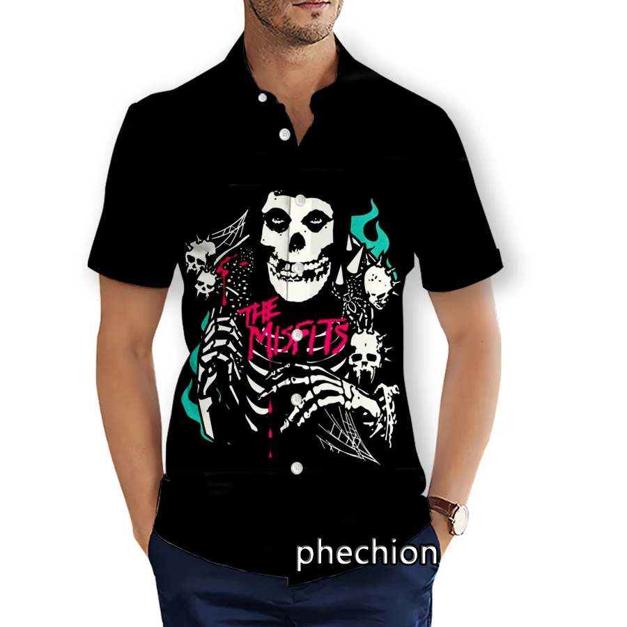 phechion Mens Short Sleeve Beach Shirts Misfits 3D Print Casual Shirts Fashion Streetwear Men Tops X236