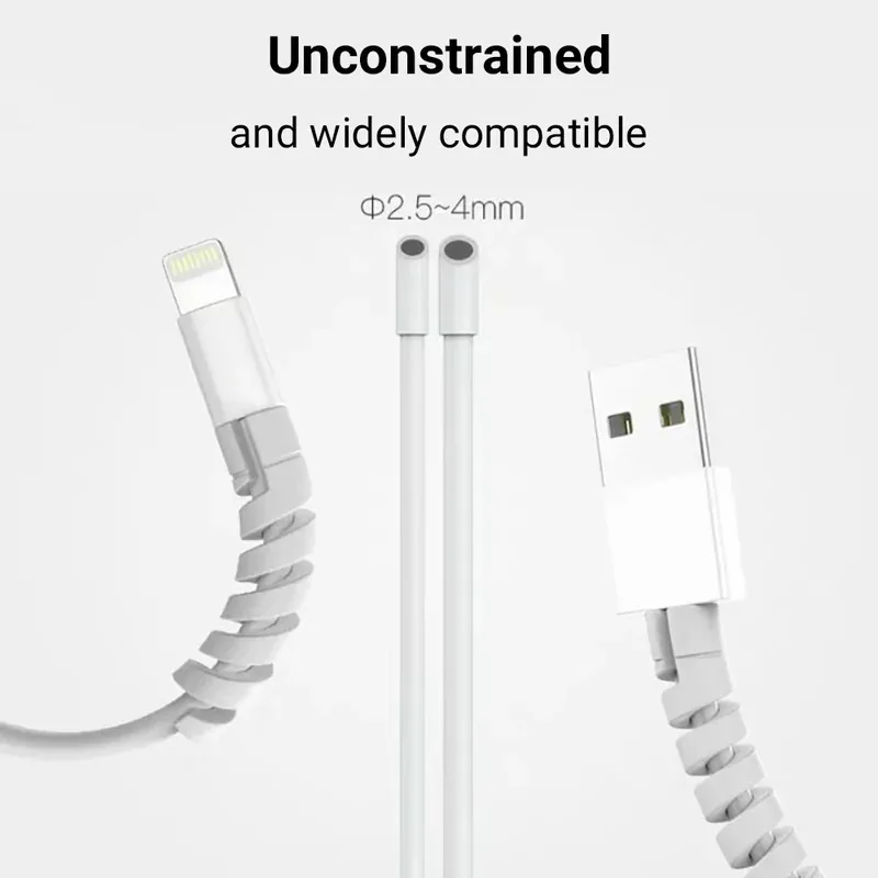 5/10/20/50pcs Cable Protector Silicon Data Cable Spiral Winder Wire Cord Organizer Cover For iPhone Phone USB Charger Cable Cord image 6