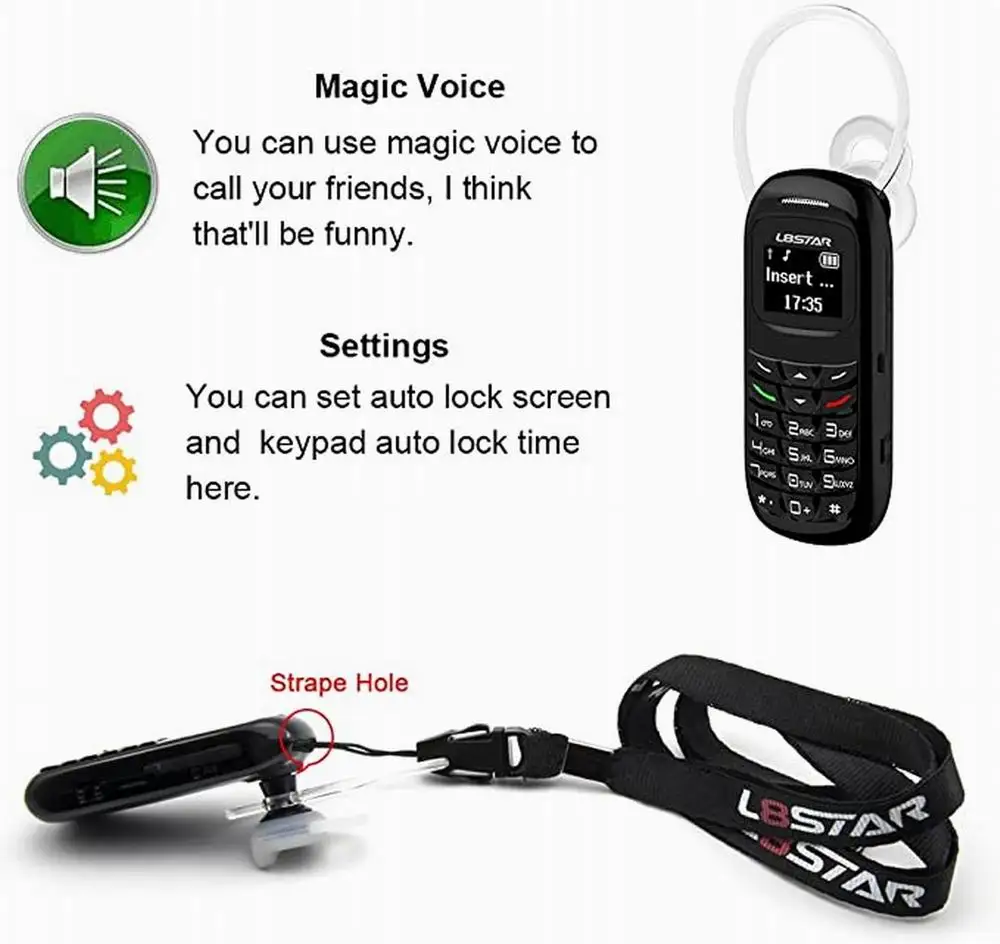 Cute BM70 BM10BM30 Mini Bluetooth Handset Phone 0.66 Inch Unlocked Mini Mobile Phone Bluetooth Earphone Dialer Dual SIM Card