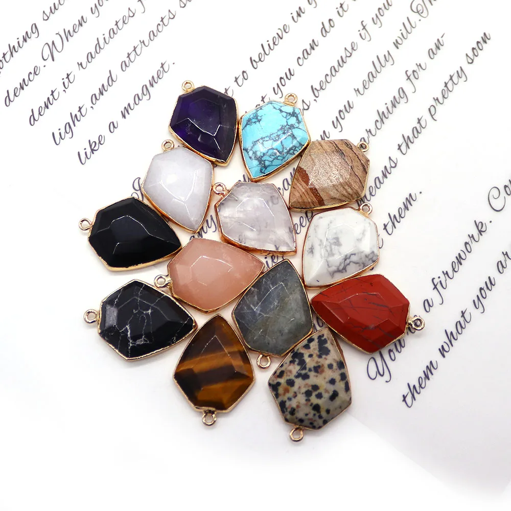 Geometric Shape Natural Stone Pendants Jasper Tiger Eye Agate Stone Pendants for DIY Necklace Jewelry Making Finding Accessories