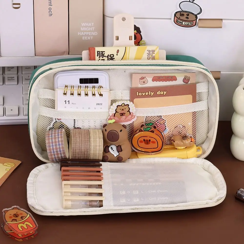 New Black Cat Pen Bag Multilayer Portable Stationery Bag Large Capacity Pen Box Back To School