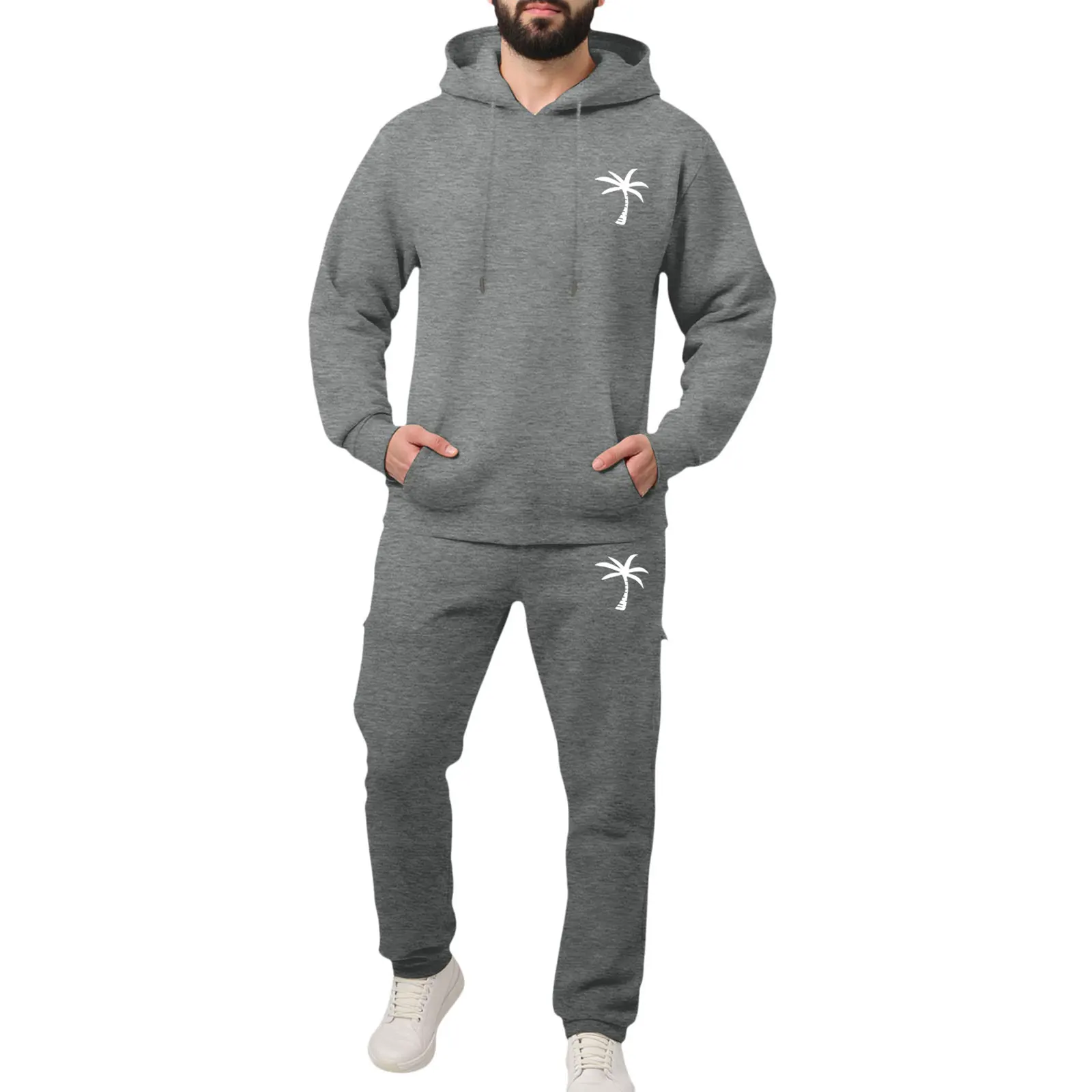 رجل سترة فستان أطفال مع سروال داخلي الرجال عادية قطعتين جوز الهند مطبوعة رياضية هوديي و Sweatpants اللياقة البدنية رجالي الدعاوى 48 عادية #3