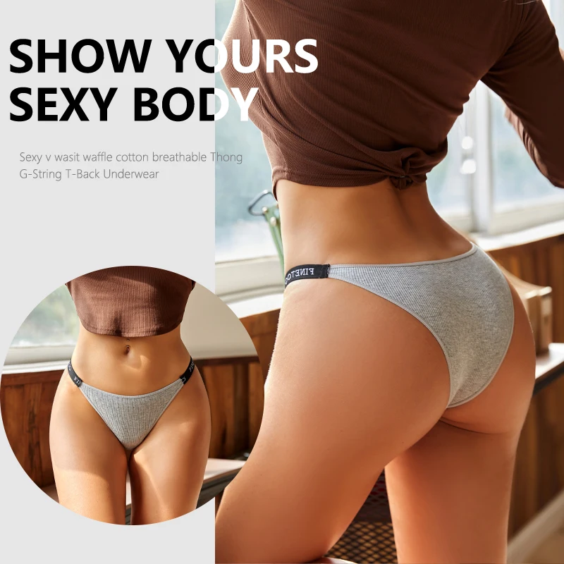 6PCS/Set Women Cotton Panties Sexy Low Rise Brazilian Panties Letter Elastic Waist T-Back Comfortable Underwear Girls Lingerie