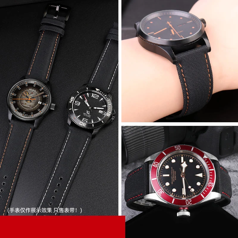 20mm 21mm 22mm Braided Canvas Strap Nylon Watchband For Omega Canvas Watch Strap for Mido SEIKO Tudor Quick Release Bracelet image 2