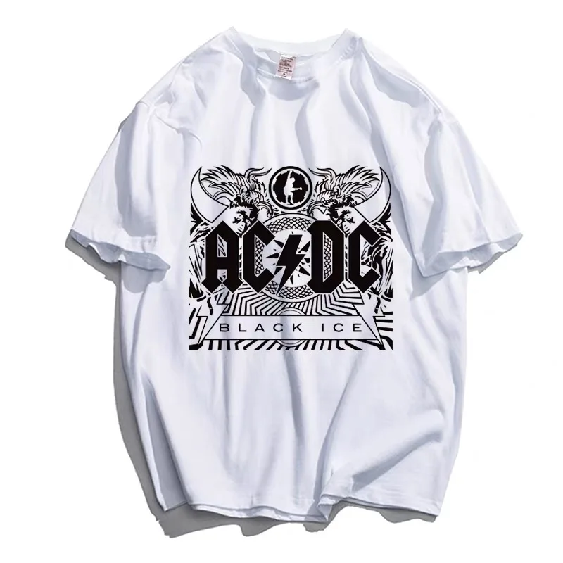 24 Summer Hot Sale Boys and Girls Rock Band A.C.D.C Short Sleeve T-Shirt Adult Loose Half Sleeve T-Shirt Children\'s Comfort Top