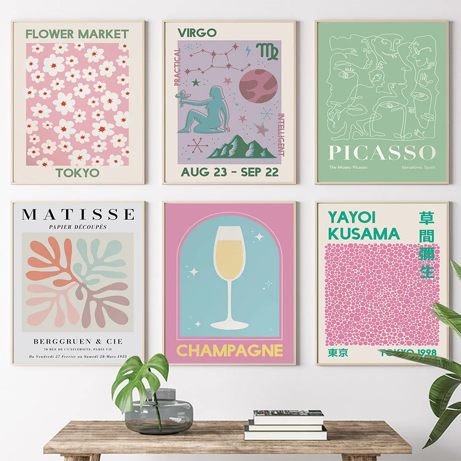 Matisse Yayoi Kusama Picasso Constellation Cocktail Wall Art Print Canvas Painting Nordic Poster Decor Pictures For Living Room