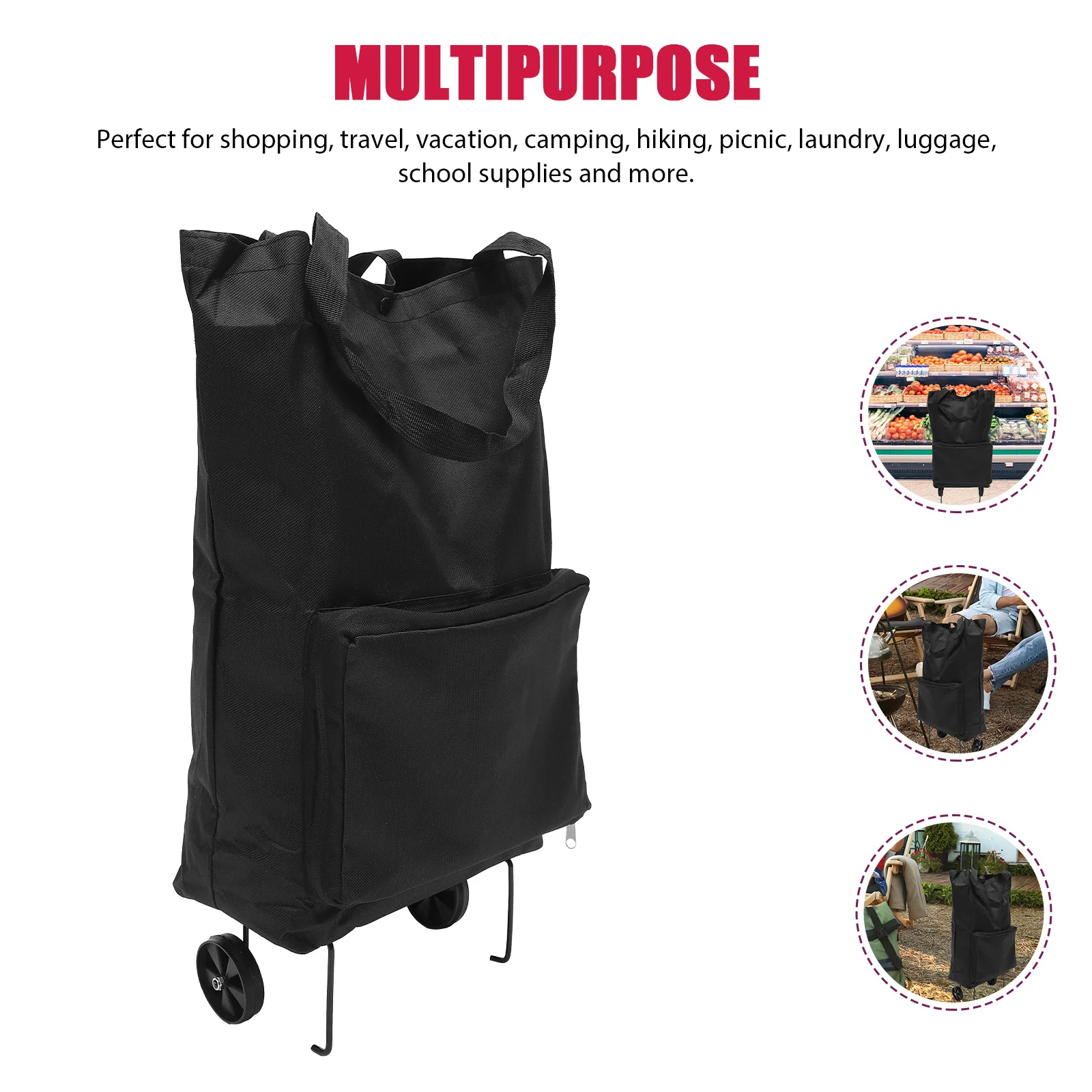 

Foldable Shopping Cart Bag Large Capacity Trolley Grocery Tote Collapsible Shopping Storage Bag for Travel