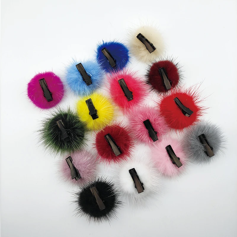2 PCS 4 cm Nerz BallSweet Frauen Bunte Junge Netizen Einfache Y2k Mädchen Solide Nette Plüsch Zubehör Pony Haarnadel haar Clips – Detail 11