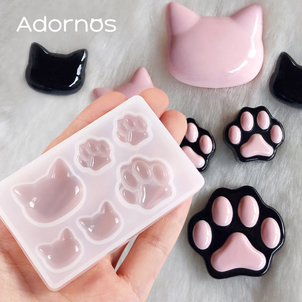 1 pcs Cat Silicone Casting Mold Epoxy Resin Filling Lovely Cat Head Cat Claw Drop Glue Mould DIY Pendant Keychain Crafts Making