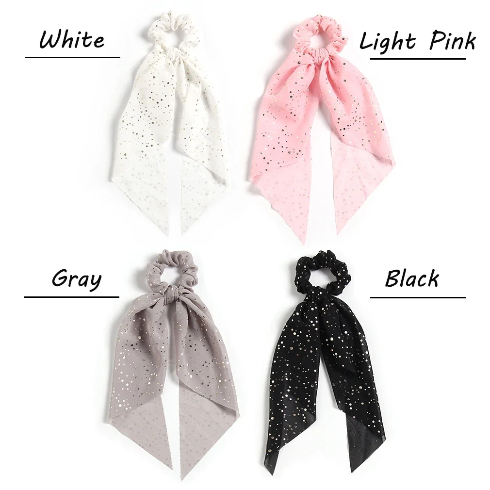 Pferdeschwanz-Haarschal, Haargummis, Haar-Accessoires, einfache Haargummis mit langem Band, Chiffon-Blumendruck, süße elastische Haarbänder – Detail 1