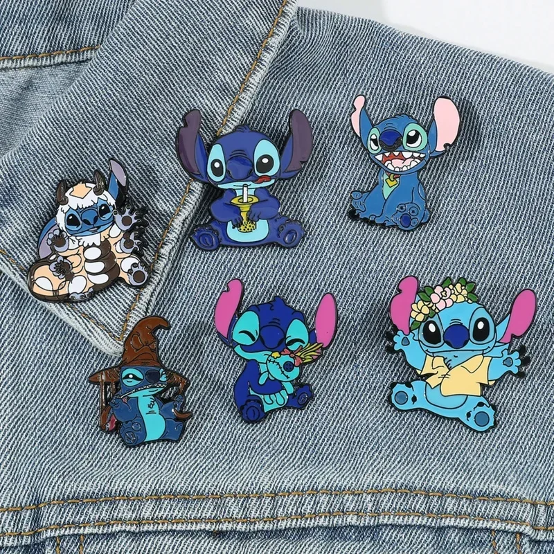 Imagem -06 - Lilo And Stitch Enamel Pins para Mochila Cartoon Badge Broches Disney para Crianças Presente para Mulheres Acessórios de Moda 25 Peças