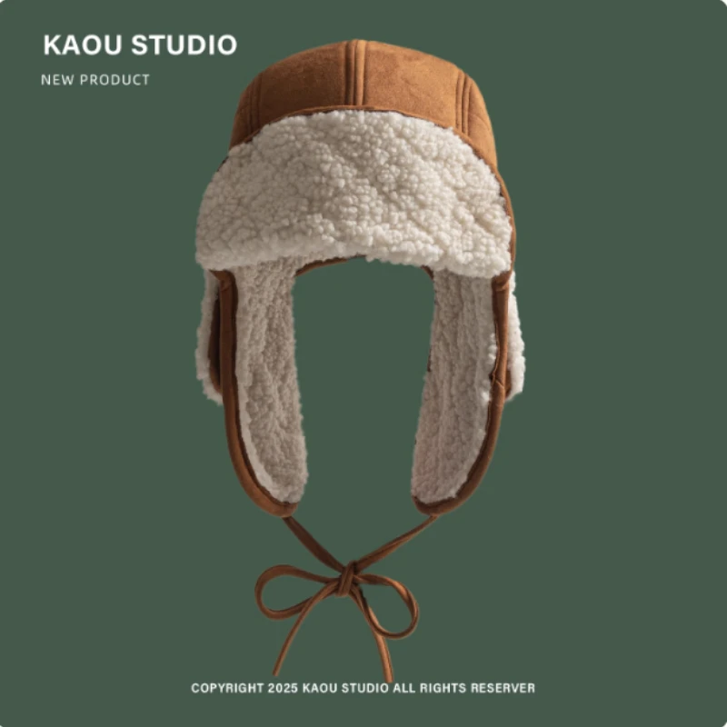 جديد الشتاء الجلد المدبوغ منقوشة أفخم لي فنغ قبعة للرجال والنساء في الهواء الطلق سميكة ركوب حماية الأذن للحفاظ على دفئا منفذها القبعات #2