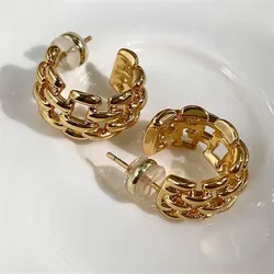 XIALUOKE Vintage Geometric Metal Chain Hollow Stud Earrings For Women Fashion Personality Earrings Party Jewelry Gift