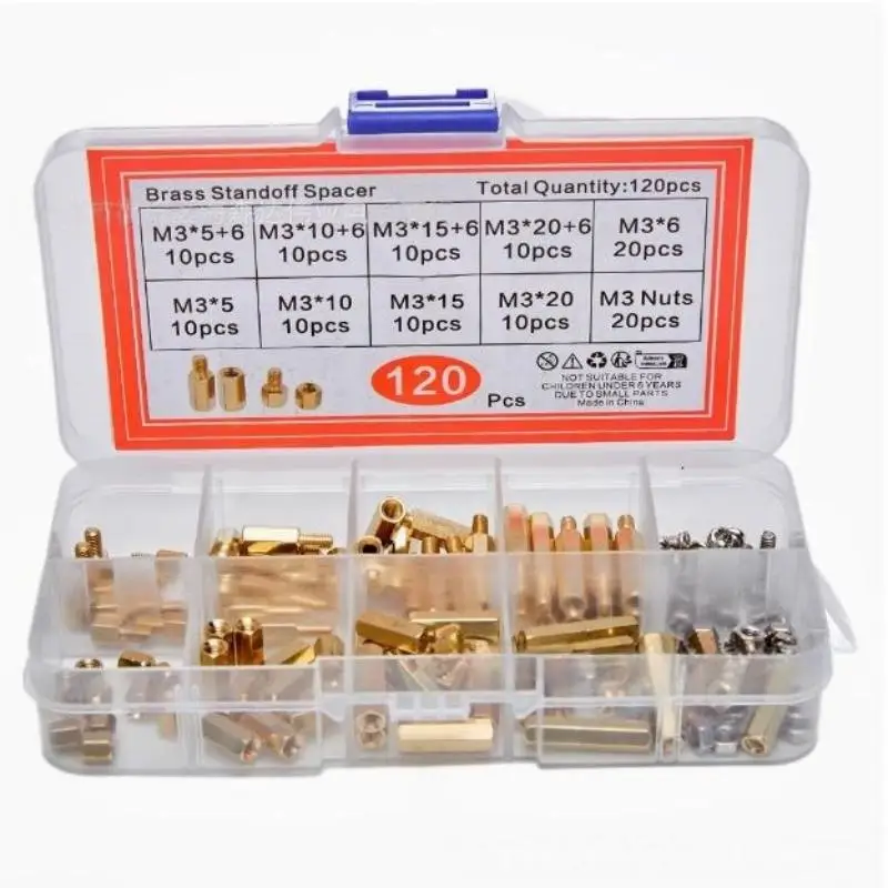 M3 Male Female Brass Hex Column Standoffs PCB: 120pcs Board Spacer Pillar Screw Nut Electronic Components