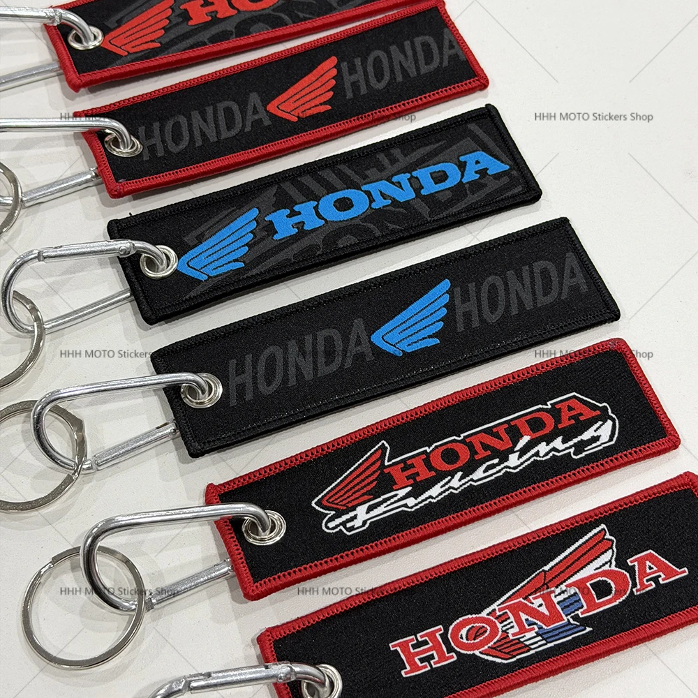 

Брелок для ключей с вышивкой в виде крыльев для автомобилей и мотоциклов Honda, двусторонний держатель для ключей, украшение