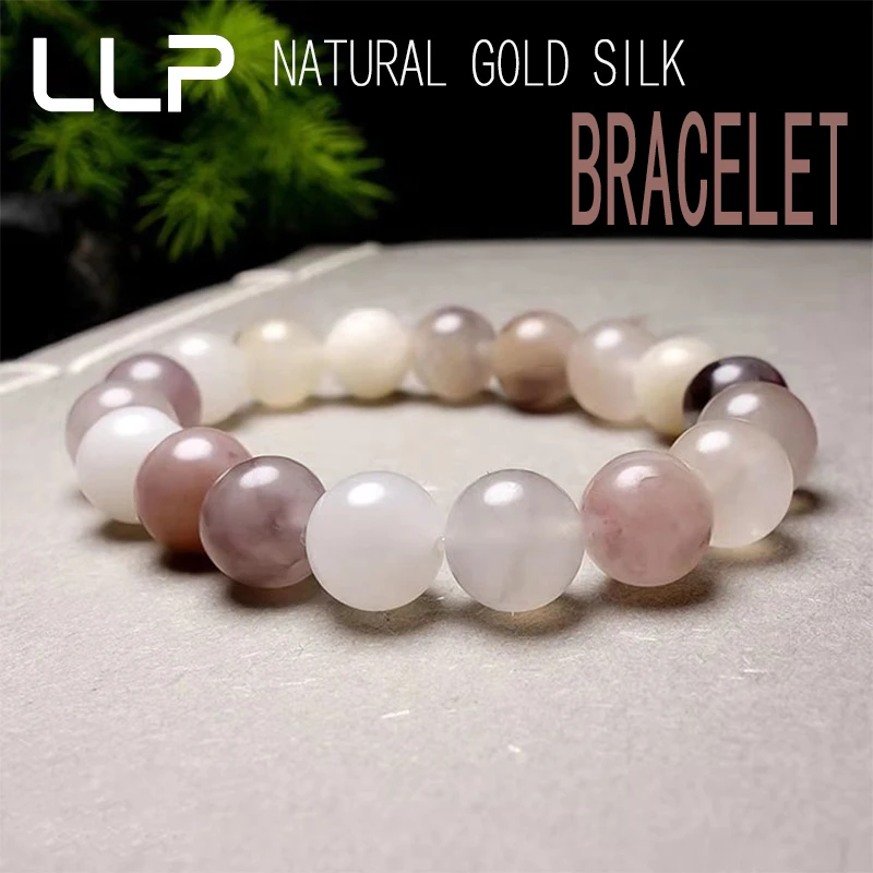 Natural Gold Silk Jade Violet Bracelet Charm Luxury High Jewelry Elastic Bracelet Girl Holiday Gift