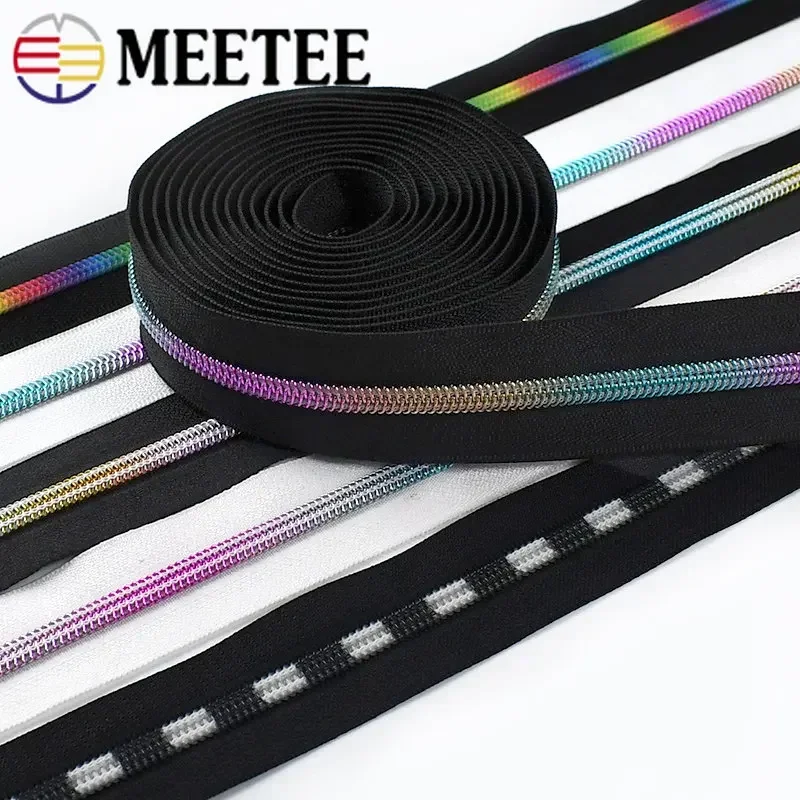 5Meters 5# Nylon Zipper Tape By The Meter Plastic Zippers Slider Decorative Zip Pulls Repair Kit Sewing Closures DIY Accessories