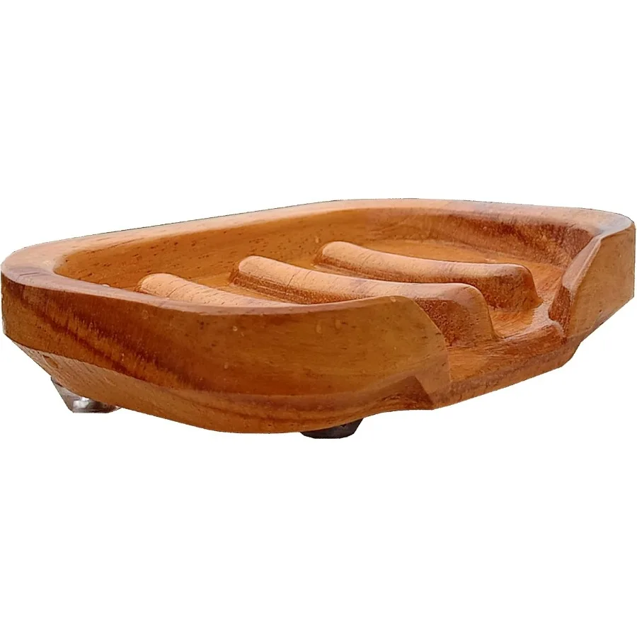 

Bar Soap Holder for Shower by Solid Teak Wood Soap Dish with Raised Edges No-Slip Draining Soap Saver for Bathroom Kitchen Sink