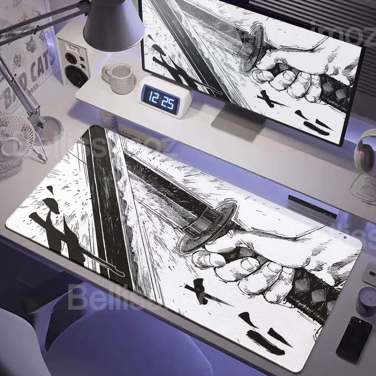 

Anime Japanese Mats Black and White Comics Mouse Pad PC Gaming E-Sports Laptop Keyboard Expansion Pads XXL 90x40cm Mice DeskMats