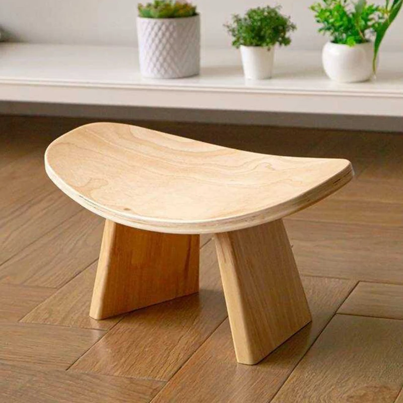 Wooden Yoga Kneeling Stool Modern Ottomans Portable Footrest Multifunctional Meditation Correction Chair Small Home Furniture