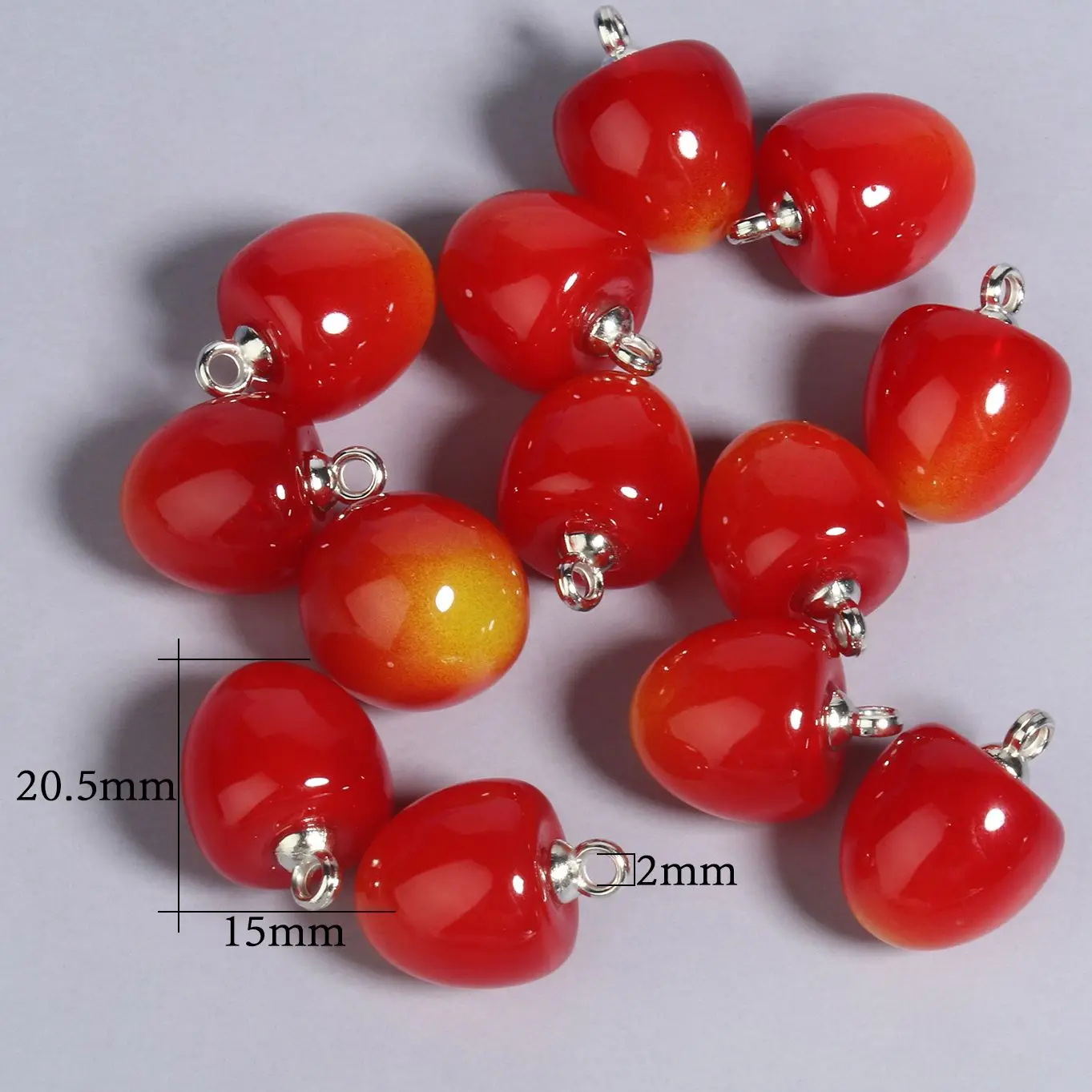 21x15mm 10pcs Cherry Shape Dark Red Acrylic Small Pendant Charm Bead For Jewelry Making DIY Bracelet Necklace Earrings Supplies