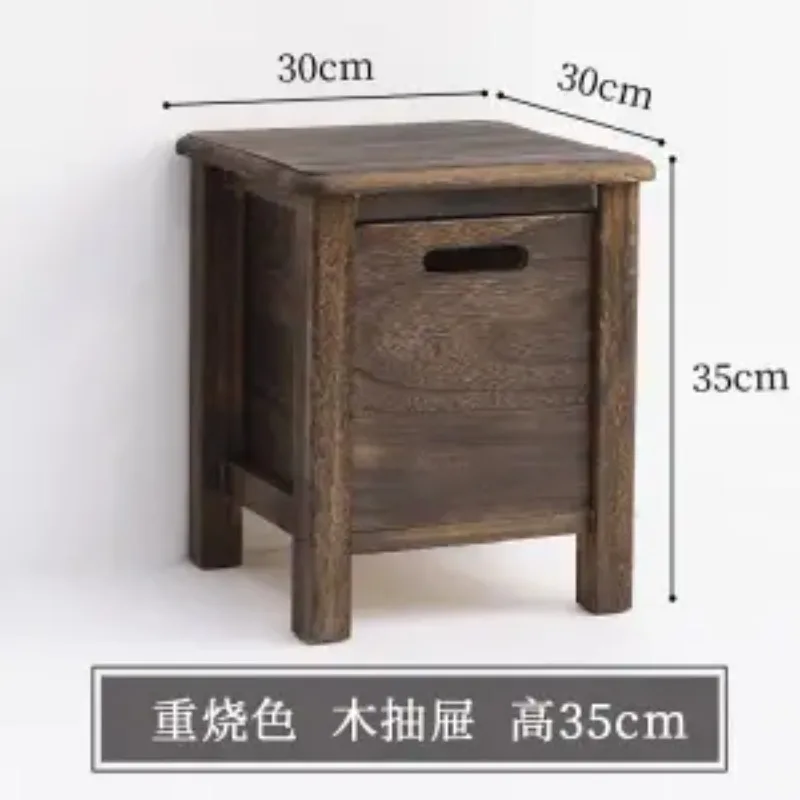 

Small Stool Household Solid Wood Low Ottomans Retro Shoe Changing Stools Adult Coffee Table Square Pouf Living Room Small Bench