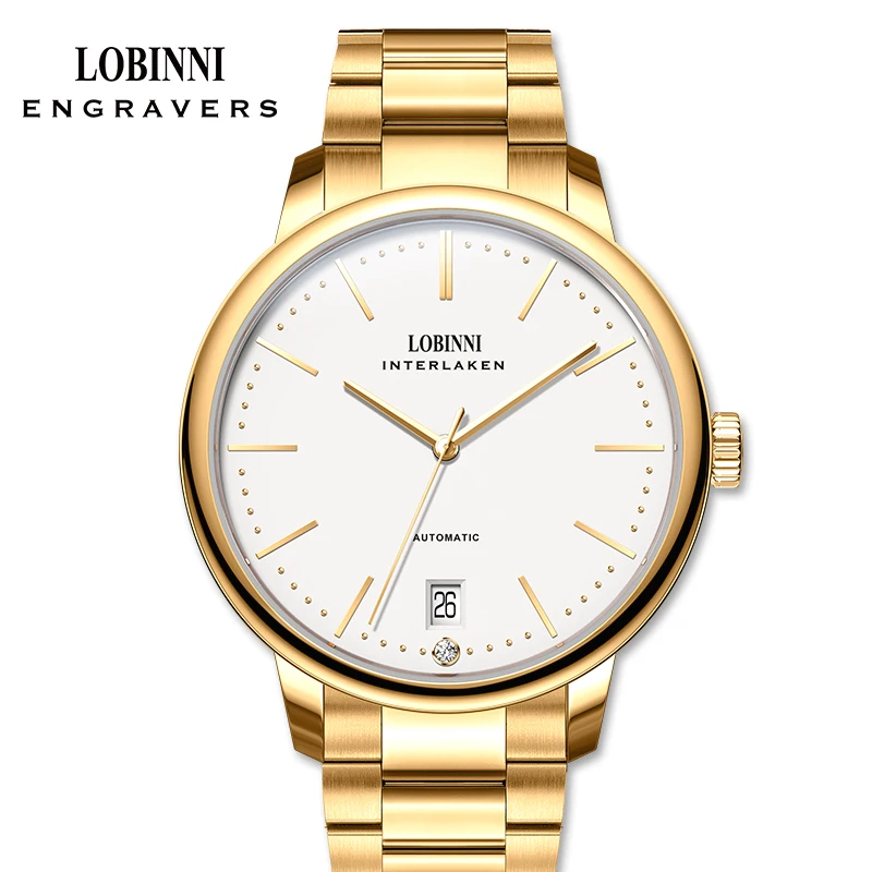 Luxury Brand LOBINNI MIYOTA 9015 Automatic Mechanical Sapphire Women's Watches Diamond Steel 8.5 MM Ultra-thin Clock L12028L-1