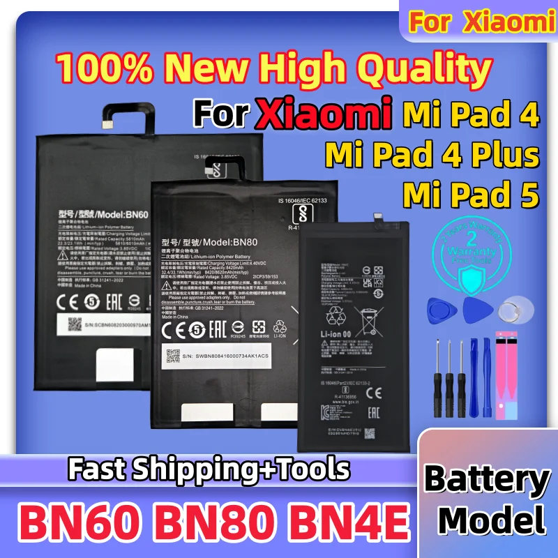Brand New Original BN60 BN80 BN4E Battery For Xiao Mi Tablet Battery For Xiaomi Pad4 Pad 4 Plus Mipad4 Mipad 4 5 Plus Batteries