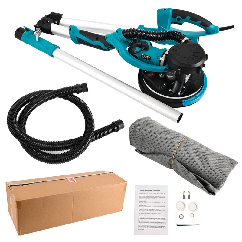 1250W Drywall Sander  Adjust Speed Foldable Floor Wall Polishing Led Light Wall Putty Polisher Machine Auto Dust