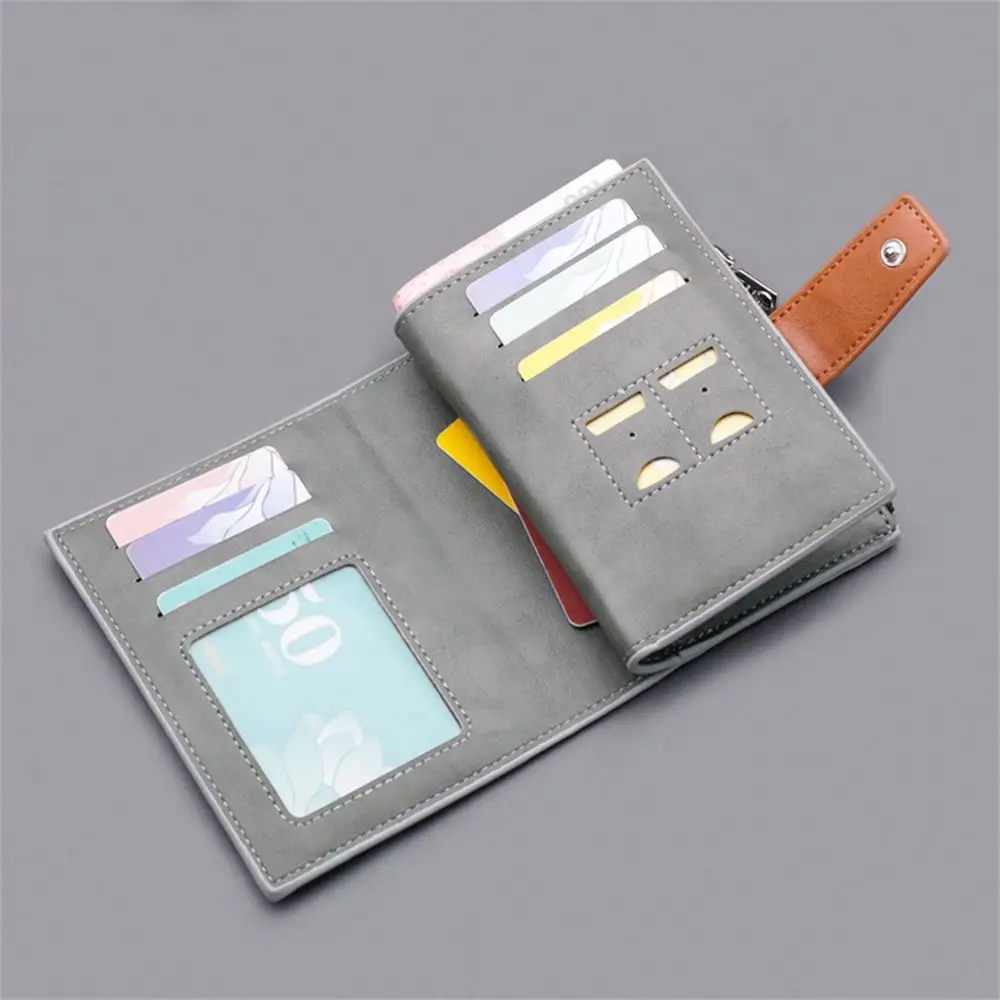 

Credit Card Photo Card Case PU Leather Money Bag Zipper Short Purse Card Holder Wallet Men Wallet