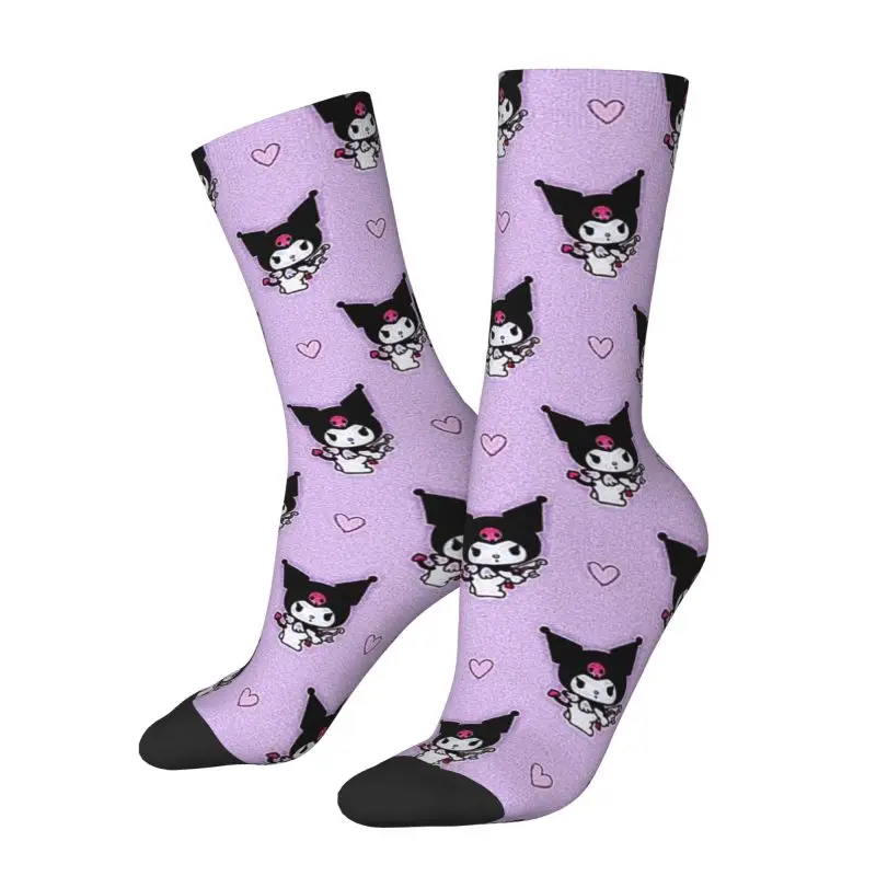 

Custom Cute Mens Cute Kuromi Anime Dress Socks Unisex Warm Breathbale 3D Printed Crew Socks