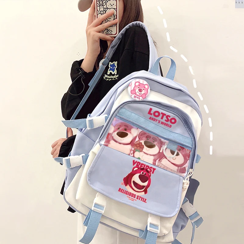 

2025 New Disney Cute Strawberry Bear Elementary School Backpack for Girls, Fashionable School Backpack for Children (Grades 3-6