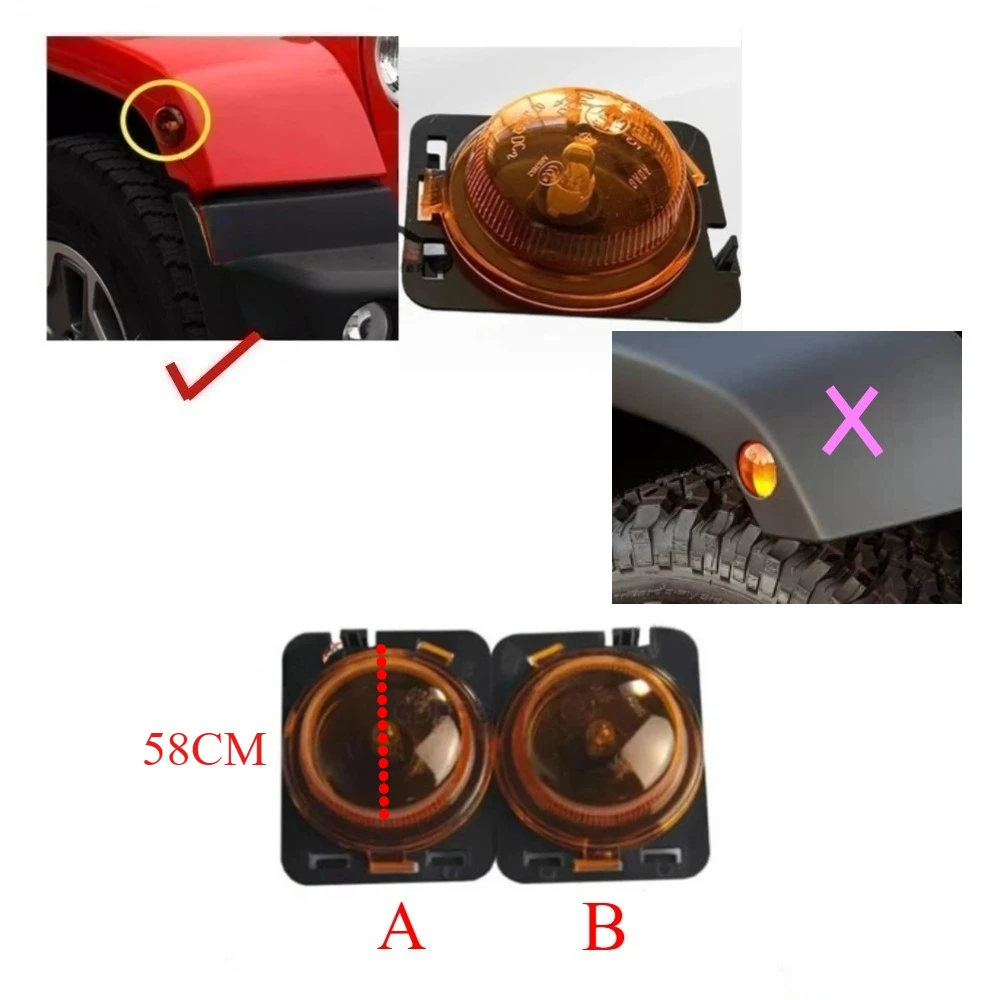 

1 шт., бесплатные лампы, боковой передний фонарь на крыло, указатель поворота для Wrangler-JK 2007-2015, галогенный габаритный фонарь, габаритные огни