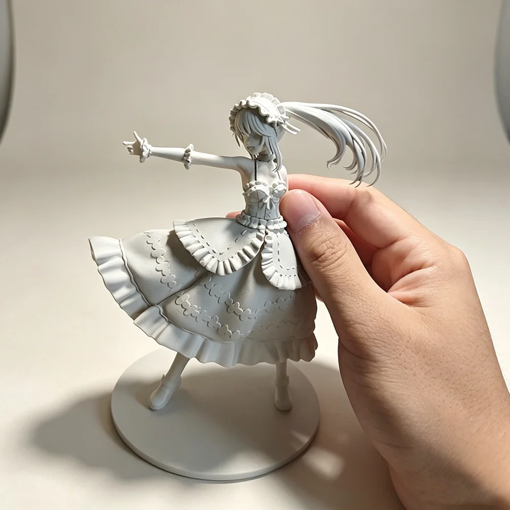 Gothic‑kawaii Anime Girl 3D Printed Resin Blank Model Sculpture DIY Coloring Self-assembly Figurine Miniature Decoration Craft