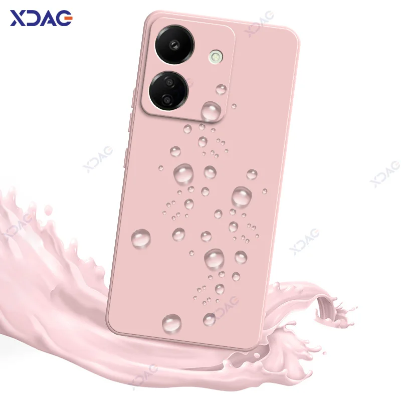 Xiaomi POCO C65 POCOC65 6.74 "글로벌 360 소프트 폰 커버 방수 가방 갑옷 용 고급 오리지널 스퀘어 액체 실리콘 케이스